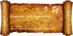 Vavrek Szilveszter névjegykártya